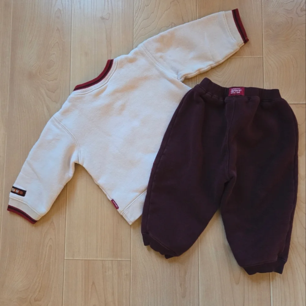 Vintage 1990s Y2K Carter's maroon and beige dinosaur sports sweatsuit set